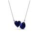 1 - Zuri 1.80 ctw Heart with Pear Shape Created Blue Sapphire Toi Et Moi Women Pendant Necklace 