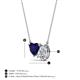 3 - Zuri 1.65 ctw Heart Shape Created Blue Sapphire with Pear Shape IGI Cert. Lab Grown Diamond Women Pendant Necklace 