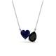 1 - Zuri 1.60 ctw Heart Shape Created Blue Sapphire with Pear Shape Black Onyx Toi Et Moi Women Pendant Necklace 