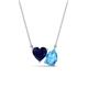 1 - Zuri 1.75 ctw Heart Shape Created Blue Sapphire with Pear Shape Blue Topaz Toi Et Moi Women Pendant Necklace 