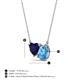 3 - Zuri 1.75 ctw Heart Shape Created Blue Sapphire with Pear Shape Blue Topaz Toi Et Moi Women Pendant Necklace 