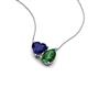 4 - Zuri 1.70 ctw Heart Shape Created Blue Sapphire with Pear Shape Created Emerald Toi Et Moi Women Pendant Necklace 