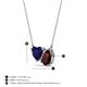 3 - Zuri 1.80 ctw Heart Shape Created Blue Sapphire with Pear Shape Red Garnet Toi Et Moi Women Pendant Necklace 