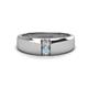 1 - Ethan 3.00 mm Round Lab Grown Diamond and Aquamarine 2 Stone Men Wedding Ring 
