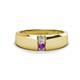 1 - Ethan 3.00 mm Round Lab Grown Diamond and Amethyst 2 Stone Men Wedding Ring 