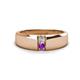 1 - Ethan 3.00 mm Round Lab Grown Diamond and Amethyst 2 Stone Men Wedding Ring 