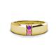 1 - Ethan 3.00 mm Round Amethyst and Pink Sapphire 2 Stone Men Wedding Ring 