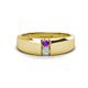 1 - Ethan 3.00 mm Round Amethyst and Aquamarine 2 Stone Men Wedding Ring 