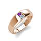4 - Ethan 3.00 mm Round Amethyst and Aquamarine 2 Stone Men Wedding Ring 