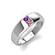 4 - Ethan 3.00 mm Round Amethyst and Pink Tourmaline 2 Stone Men Wedding Ring 
