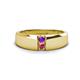 1 - Ethan 3.00 mm Round Amethyst and Pink Tourmaline 2 Stone Men Wedding Ring 