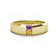 1 - Ethan 3.00 mm Round Amethyst and Citrine 2 Stone Men Wedding Ring 