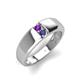 4 - Ethan 3.00 mm Round Amethyst and Iolite 2 Stone Men Wedding Ring 
