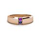 1 - Ethan 3.00 mm Round Amethyst and Iolite 2 Stone Men Wedding Ring 