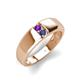 4 - Ethan 3.00 mm Round Amethyst and Iolite 2 Stone Men Wedding Ring 
