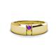 1 - Ethan 3.00 mm Round Amethyst and Yellow Sapphire 2 Stone Men Wedding Ring 