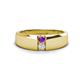 1 - Ethan 3.00 mm Round Amethyst and White Sapphire 2 Stone Men Wedding Ring 
