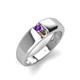 4 - Ethan 3.00 mm Round Amethyst and Smoky Quartz 2 Stone Men Wedding Ring 
