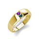 4 - Ethan 3.00 mm Round Amethyst and London Blue Topaz 2 Stone Men Wedding Ring 