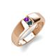 4 - Ethan 3.00 mm Round Amethyst and London Blue Topaz 2 Stone Men Wedding Ring 