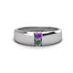 1 - Ethan 3.00 mm Round Amethyst and Lab Created Alexandrite 2 Stone Men Wedding Ring 
