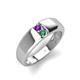 4 - Ethan 3.00 mm Round Amethyst and Lab Created Alexandrite 2 Stone Men Wedding Ring 