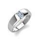 4 - Ethan 3.00 mm Round Aquamarine 2 Stone Men Wedding Ring 