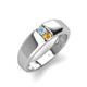 4 - Ethan 3.00 mm Round Aquamarine and Citrine 2 Stone Men Wedding Ring 