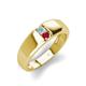 4 - Ethan 3.00 mm Round Aquamarine and Ruby 2 Stone Men Wedding Ring 