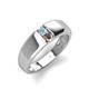 4 - Ethan 3.00 mm Round Aquamarine and Smoky Quartz 2 Stone Men Wedding Ring 