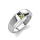 4 - Ethan 3.00 mm Round Black Diamond and Peridot 2 Stone Men Wedding Ring 