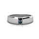 1 - Ethan 3.00 mm Round Black Diamond and London Blue Topaz 2 Stone Men Wedding Ring 