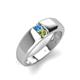 4 - Ethan 3.00 mm Round Blue Topaz and Peridot 2 Stone Men Wedding Ring 