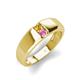 4 - Ethan 3.00 mm Round Citrine and Pink Sapphire 2 Stone Men Wedding Ring 