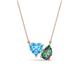 1 - Zuri 1.86 ctw Heart Shape Blue Topaz with Pear Shape Created Alexandrite Toi Et Moi Women Pendant Necklace 