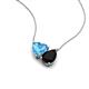 4 - Zuri 1.70 ctw Heart Shape Blue Topaz with Pear Shape Black Onyx Toi Et Moi Women Pendant Necklace 
