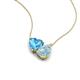 4 - Zuri 1.60 ctw Heart Shape Blue Topaz with Pear Shape Aquamarine Toi Et Moi Women Pendant Necklace 