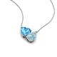 4 - Zuri 1.60 ctw Heart Shape Blue Topaz with Pear Shape Aquamarine Toi Et Moi Women Pendant Necklace 
