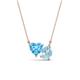 1 - Zuri 1.60 ctw Heart Shape Blue Topaz with Pear Shape Aquamarine Toi Et Moi Women Pendant Necklace 