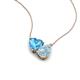 4 - Zuri 1.60 ctw Heart Shape Blue Topaz with Pear Shape Aquamarine Toi Et Moi Women Pendant Necklace 