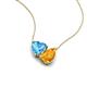 4 - Zuri 1.65 ctw Heart Shape Blue Topaz with Pear Shape Citrine Toi Et Moi Women Pendant Necklace 