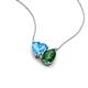 4 - Zuri 1.80 ctw Heart Shape Blue Topaz with Pear Shape Created Emerald Toi Et Moi Women Pendant Necklace 