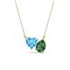 1 - Zuri 1.80 ctw Heart Shape Blue Topaz with Pear Shape Created Emerald Toi Et Moi Women Pendant Necklace 