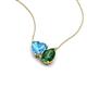 4 - Zuri 1.80 ctw Heart Shape Blue Topaz with Pear Shape Created Emerald Toi Et Moi Women Pendant Necklace 