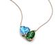 4 - Zuri 1.80 ctw Heart Shape Blue Topaz with Pear Shape Created Emerald Toi Et Moi Women Pendant Necklace 