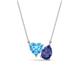1 - Zuri 1.60 ctw Heart Shape Blue Topaz with Pear Shape Iolite Toi Et Moi Women Pendant Necklace 