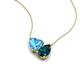 4 - Zuri 1.85 ctw Heart Shape Blue Topaz with Pear Shape London Blue Topaz Toi Et Moi Women Pendant Necklace 