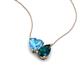 4 - Zuri 1.85 ctw Heart Shape Blue Topaz with Pear Shape London Blue Topaz Toi Et Moi Women Pendant Necklace 