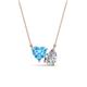 1 - Zuri 1.85 ctw Heart Shape Blue Topaz with Pear Shape Moissanite Toi Et Moi Women Pendant Necklace 