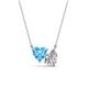 1 - Zuri 1.85 ctw Heart Shape Blue Topaz with Pear Shape Moissanite Toi Et Moi Women Pendant Necklace 